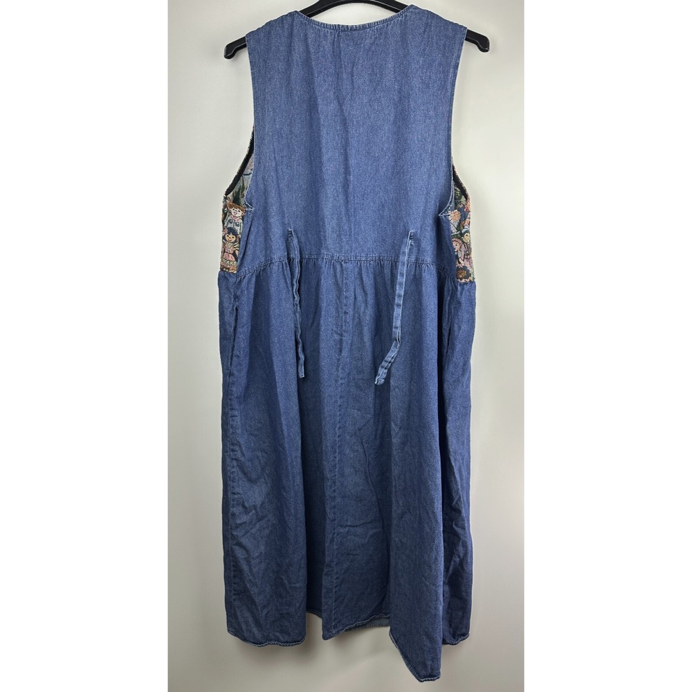 Vtg 90s Venezia Jeans Children Around The World Denim Maxi Dress Plus Size 22/24 - Picture 12 of 16